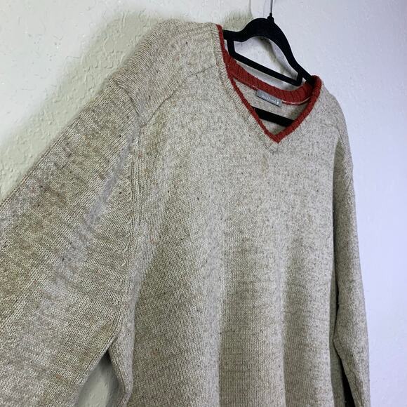 SMARTWOOL Sweater Larimer V-Neck Merino‎ Oatmeal Heather Varsity Ringer Ribbed - Picture 7 of 12